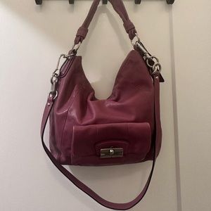 Coach - Plum Leather Hadley Coach Kristin Plum Leather Hobo Crossbody Bag